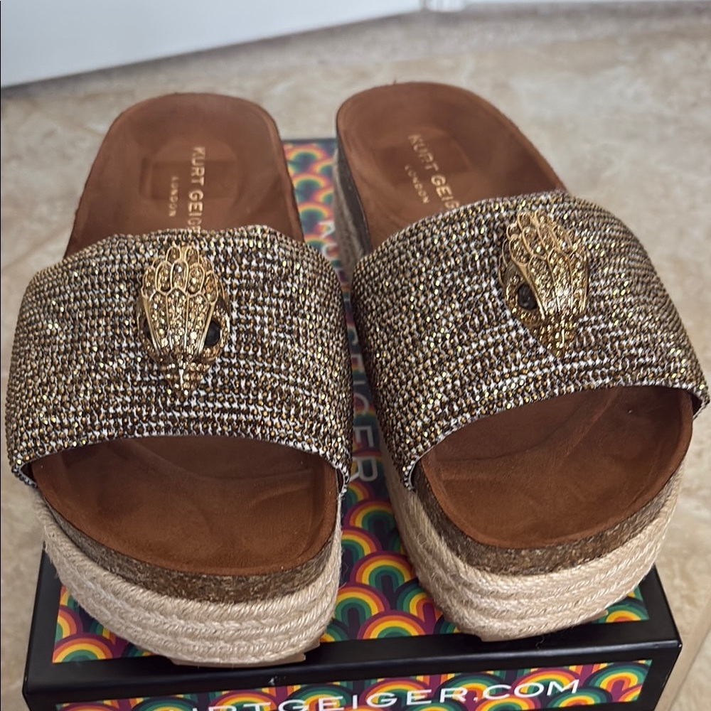 New in box Kurt Geiger Gold Woven Women's Sandals